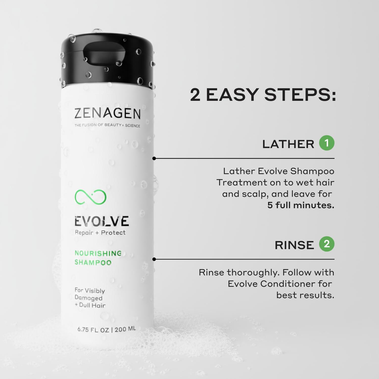 imageZENAGEN Evolve Trio Kit for Visibly Damaged Dull Hair Nourishing Shampoo Conditioner LeaveIn Conditioner Restores Shine Strength amp Vitality PlantBased Vegan All Hair Types 1 ea