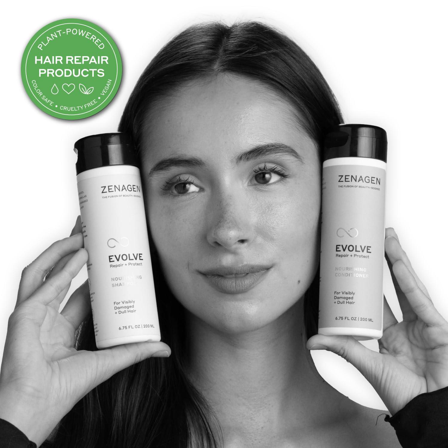 imageZENAGEN Evolve Trio Kit for Visibly Damaged Dull Hair Nourishing Shampoo Conditioner LeaveIn Conditioner Restores Shine Strength amp Vitality PlantBased Vegan All Hair Types 1 ea