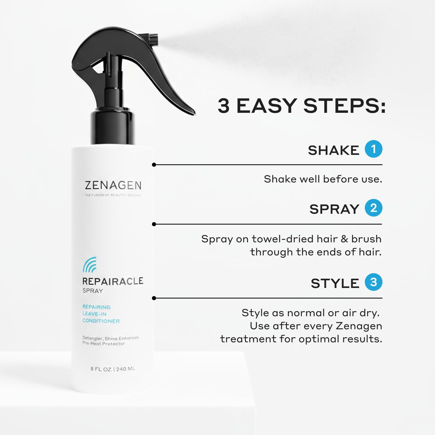 imageZENAGEN Evolve Trio Kit for Visibly Damaged Dull Hair Nourishing Shampoo Conditioner LeaveIn Conditioner Restores Shine Strength amp Vitality PlantBased Vegan All Hair Types 1 ea