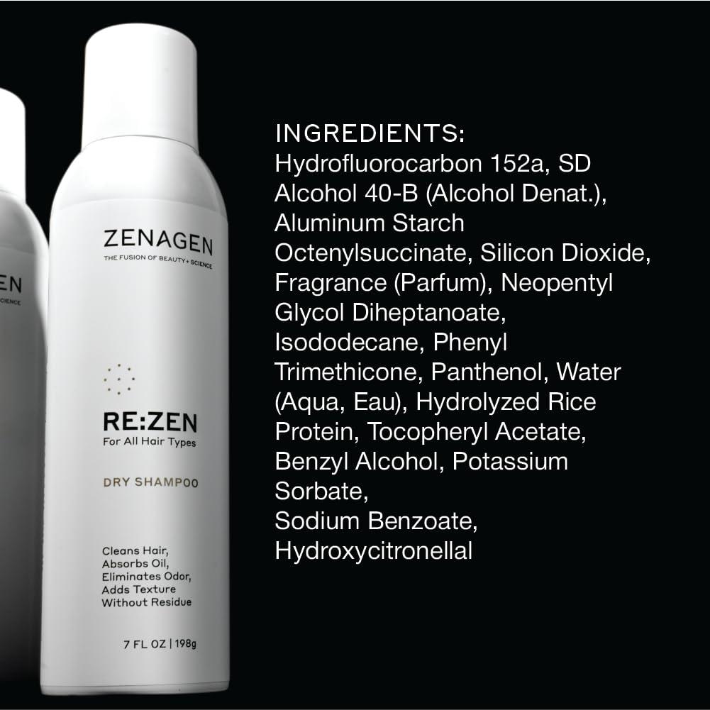 imageZENAGEN ReZen Dry Shampoo Cleans Hair Absorbs Oil Eliminates Odor Adds Texture No Residue All Hair Types 7 oz