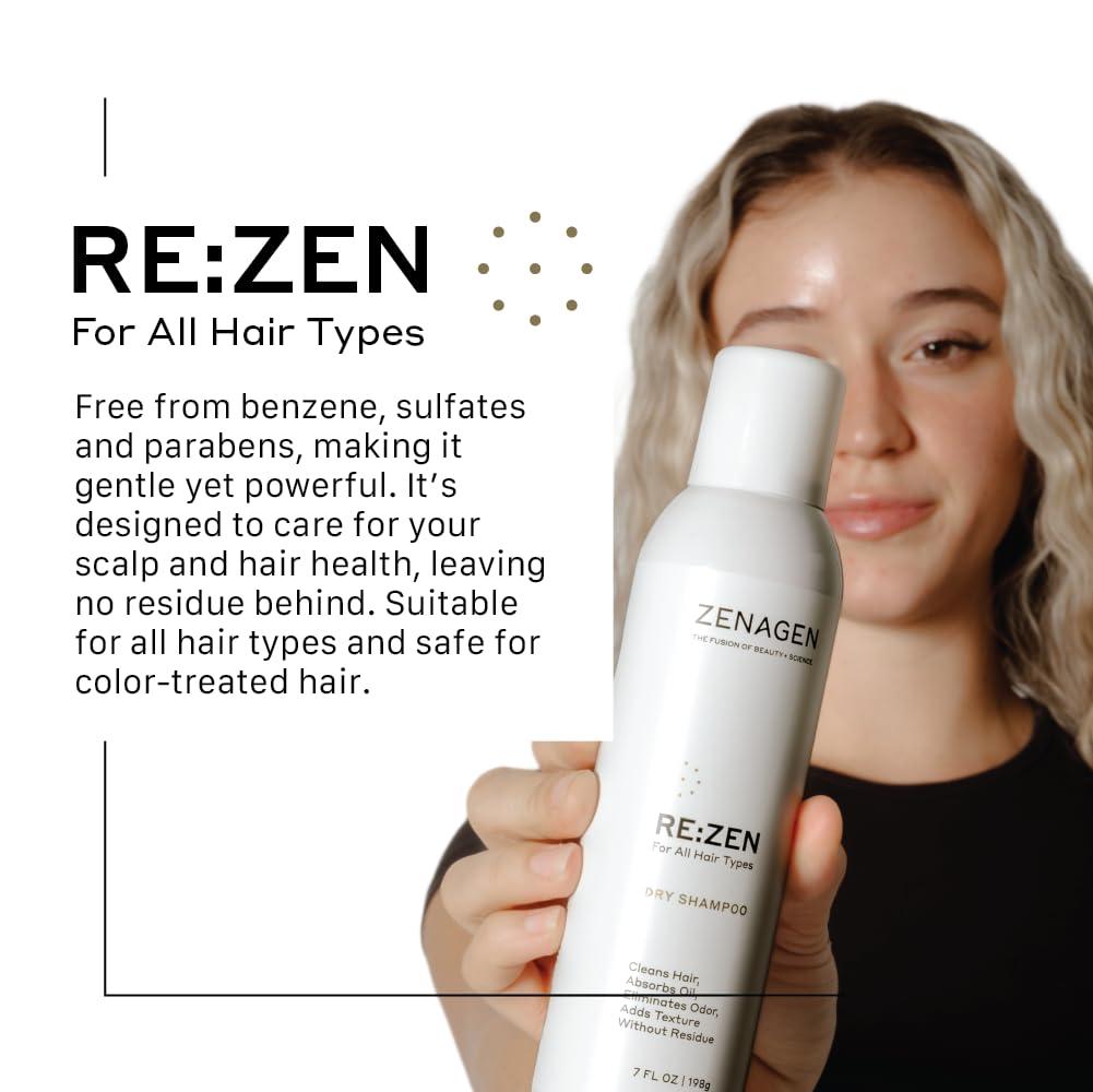 imageZENAGEN ReZen Dry Shampoo Cleans Hair Absorbs Oil Eliminates Odor Adds Texture No Residue All Hair Types 7 oz