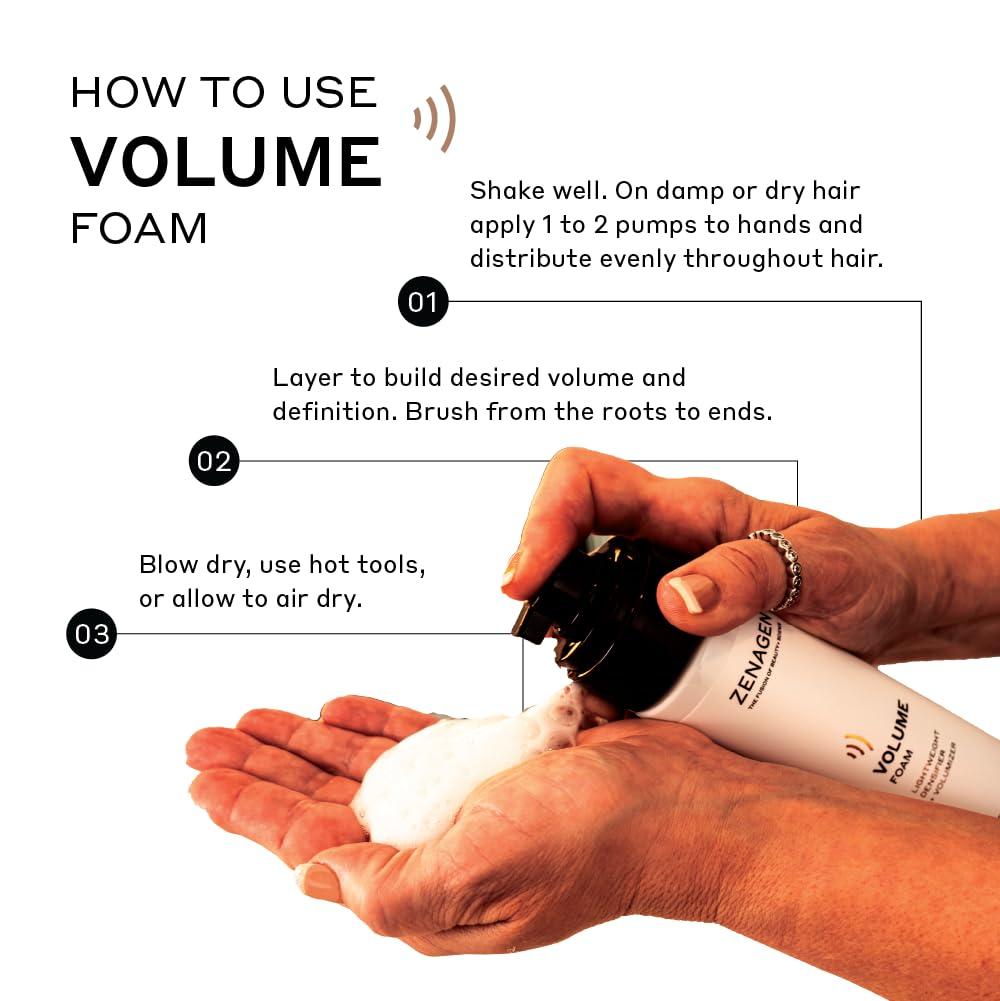 imageZENAGEN Volume Foam Lightweight Densifier Volumizer Boosts Hair Volume amp Thickness Provides Lightweight Hold Nourishes amp Strengthens Hair NonGreasy PlantBased Vegan All Hair Types7 Fl Oz