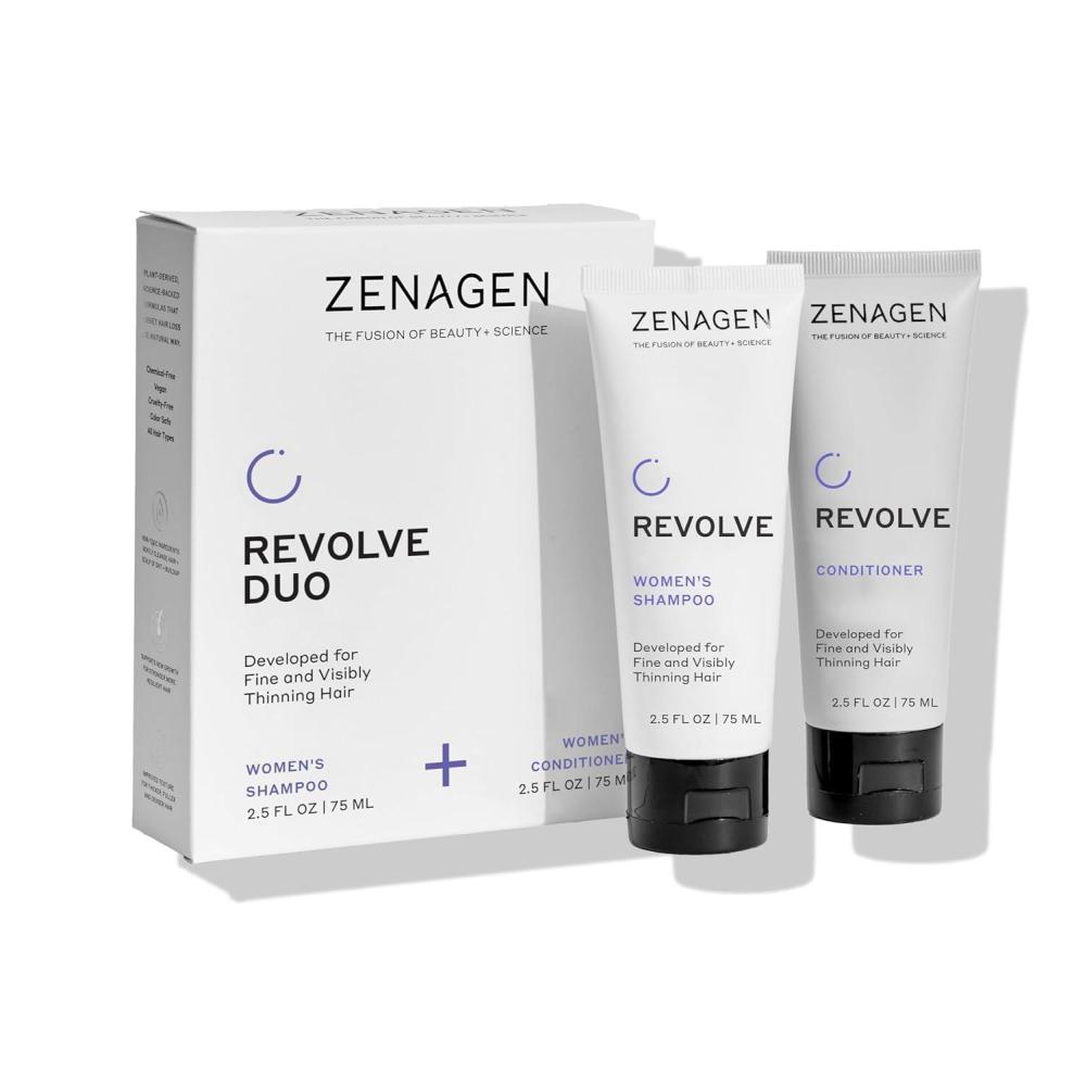 imageZENAGEN Revolve Womens Travel Kit Shampoo Conditioner for Fine amp Visibly Thin Hair Promotes Thicker Fuller Hair PlantBased Formula ColorSafe Vegan