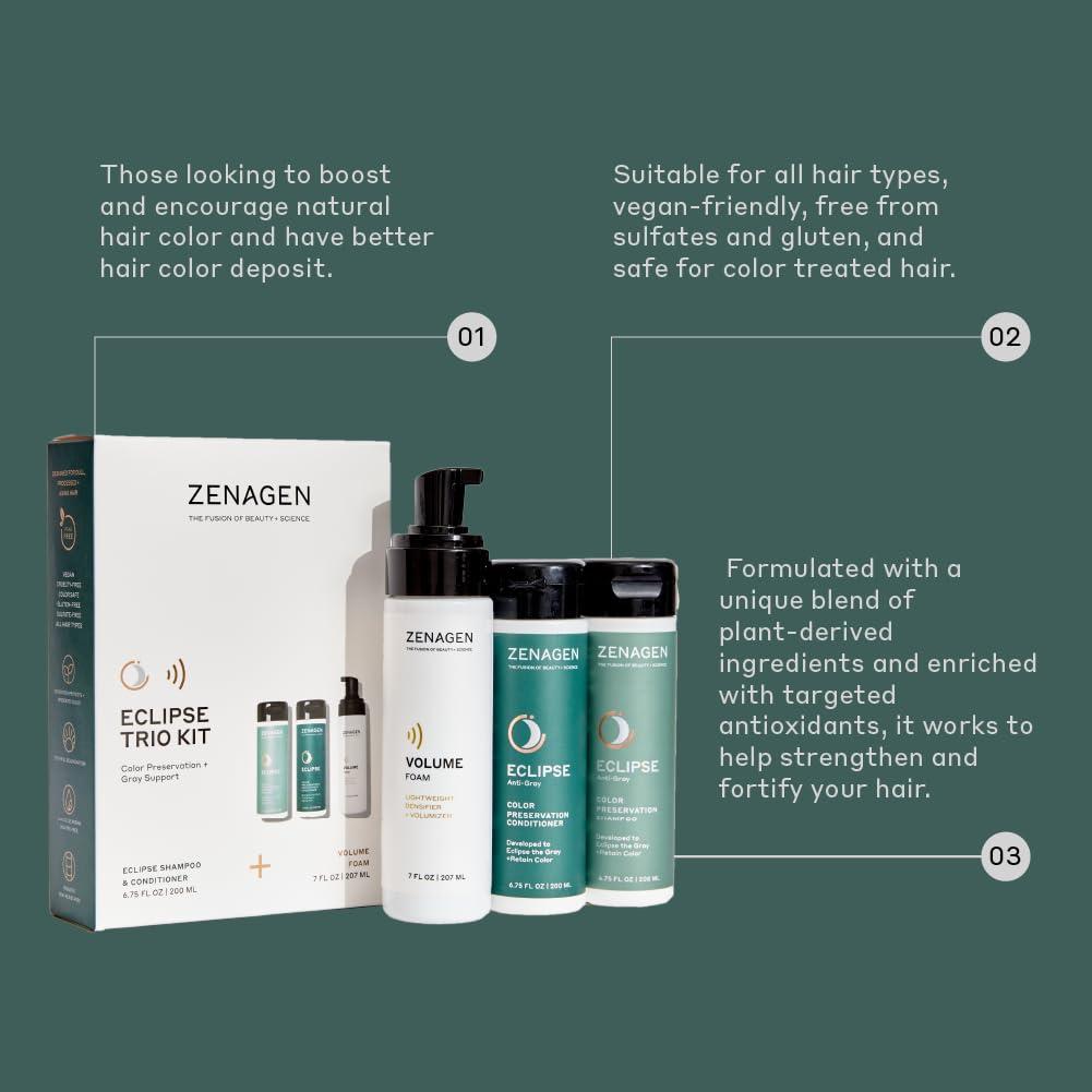 imageZENAGEN Eclipse Color Preservation Gray Support Conditioner Enhances Hair Color Vibrancy Reduces Gray Appearance Nourishes amp Strengthens Aging Hair PlantBased ColorSafe 675 oz675 Fl Oz Pack of 1