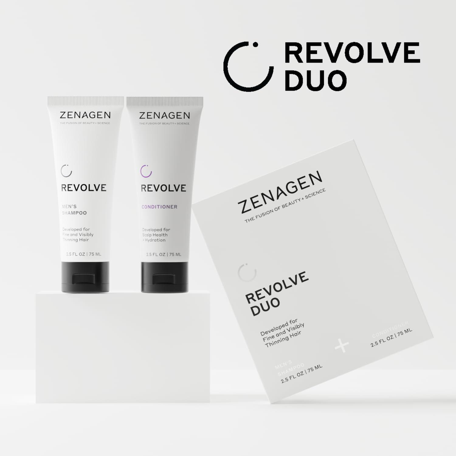 imageZENAGEN Revolve Mens Travel Kit Shampoo Conditioner for Fine amp Visibly Thin Hair Promotes Thicker Fuller Hair PlantBased Formula ColorSafe Vegan
