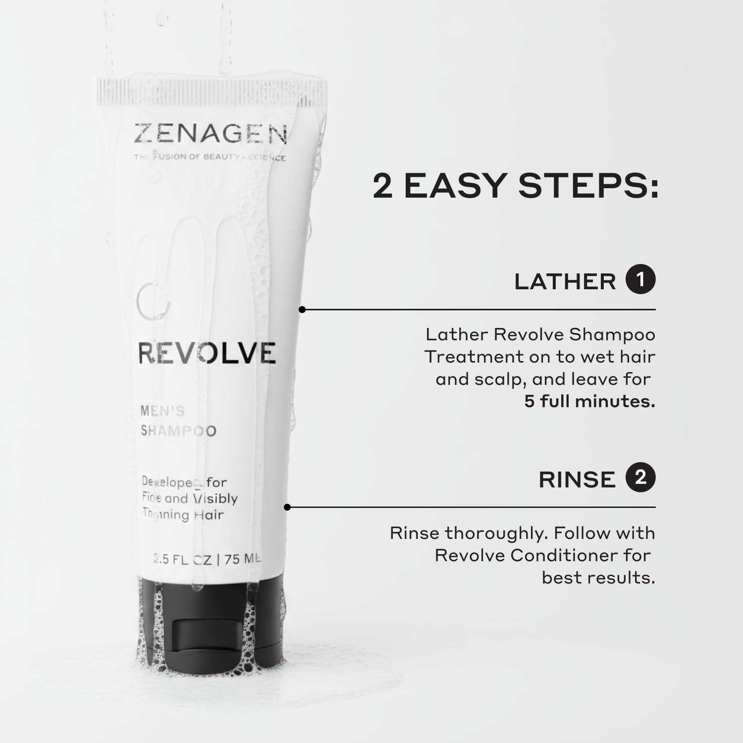 imageZENAGEN Revolve Mens Travel Kit Shampoo Conditioner for Fine amp Visibly Thin Hair Promotes Thicker Fuller Hair PlantBased Formula ColorSafe Vegan