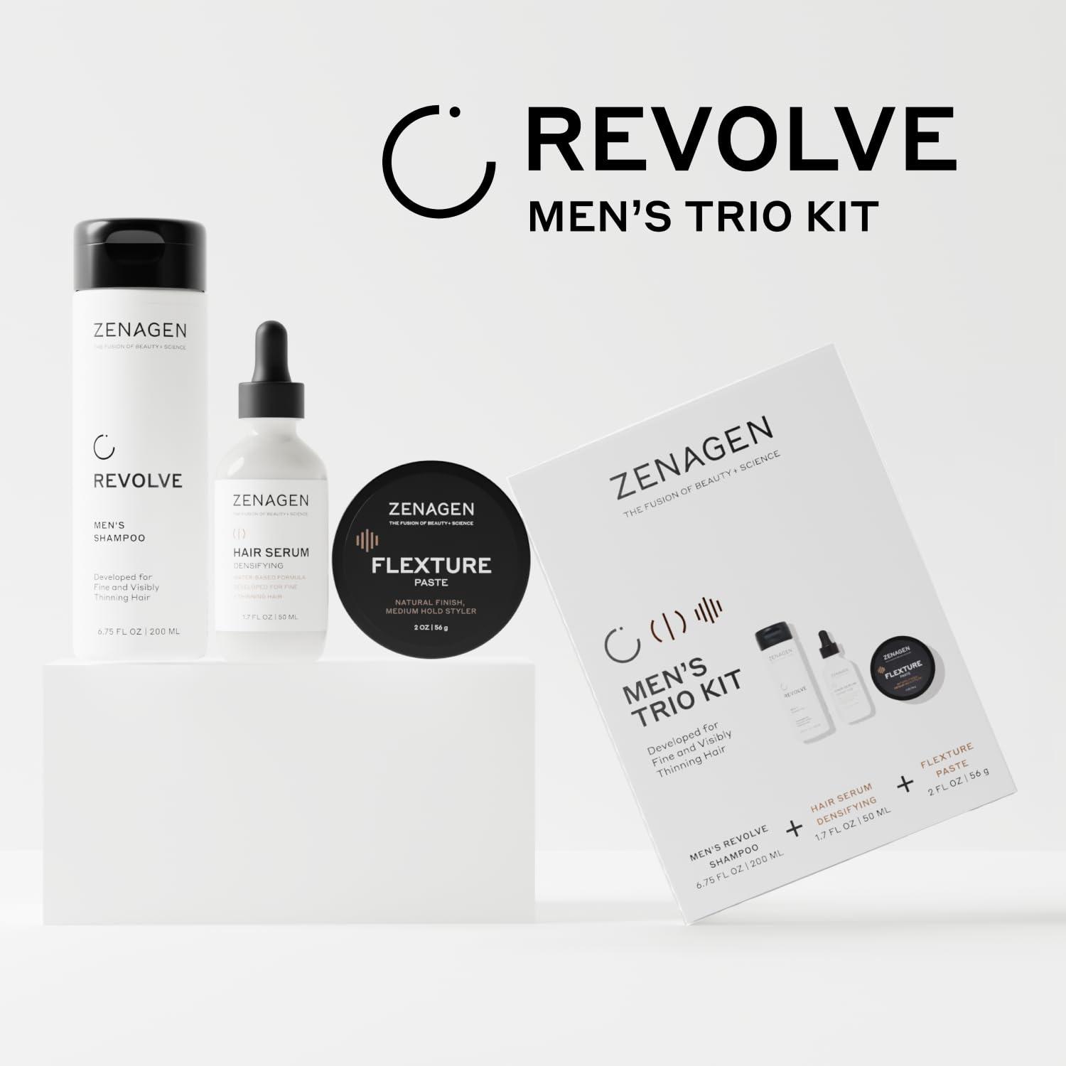 imageZENAGEN Revolve Mens Trio Kit for Fine amp Visibly Thinning Hair Shampoo Densifying Serum Flexture Paste PlantBased 1 ea