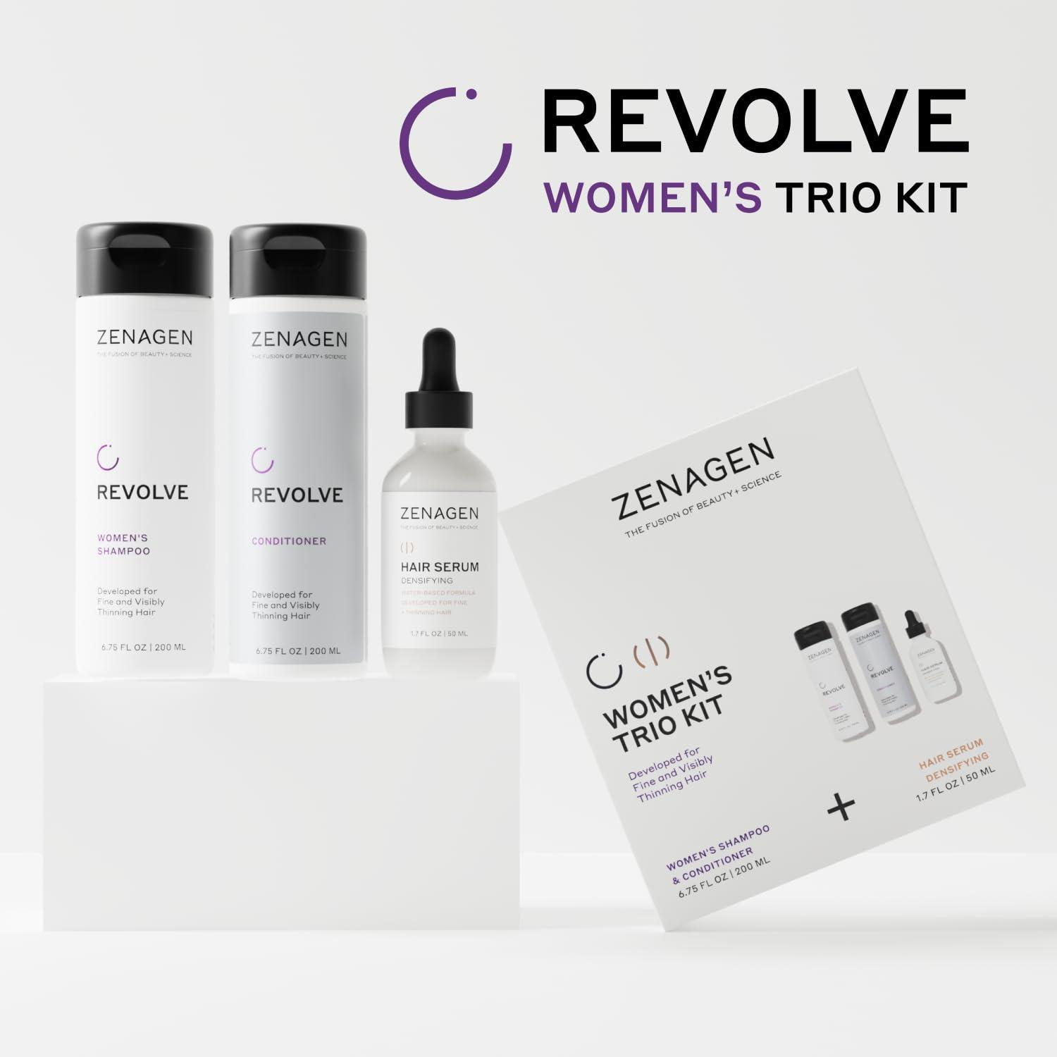 imageZENAGEN Revolve Womens Trio Kit Shampoo Conditioner Densifying for Fine amp Visibly Thinning Hair Supports Hair Strength amp Growth 1 ea