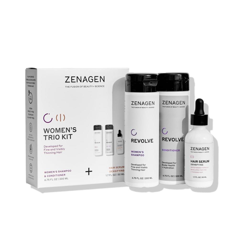 imageZENAGEN Revolve Womens Trio Kit Shampoo Conditioner Densifying for Fine amp Visibly Thinning Hair Supports Hair Strength amp Growth 1 ea