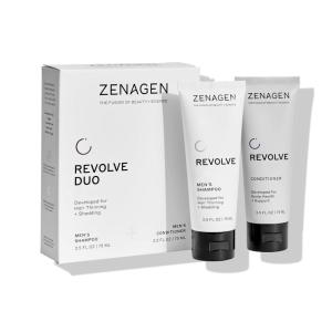 ZENAGEN Revolve Men’s Travel Kit | Shampoo + Conditioner for Fine & Visibly Thin Hair, Promotes Thicker Fuller Hair, Plant-Based Formula, Color-Safe, Vegan