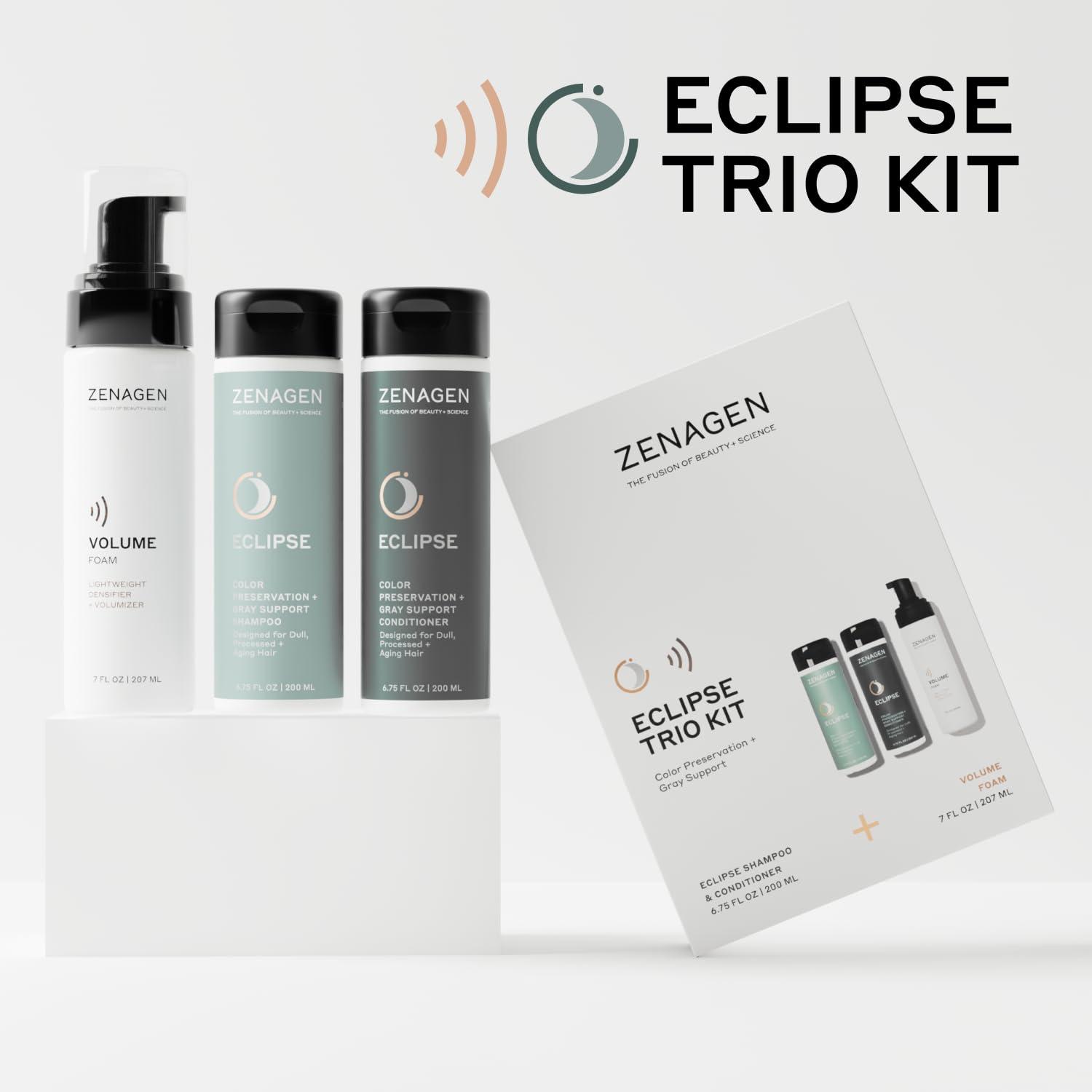 imageZENAGEN Eclipse Trio Kit Color Preservation Gray Support Shampoo Conditioner Volume Foam for Color Protection Hair Health amp Voluminous Styles 1 ea