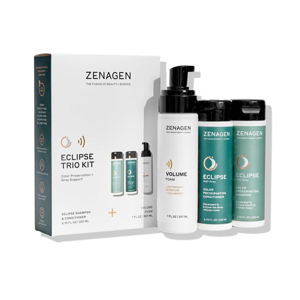 imageZENAGEN Eclipse Trio Kit Color Preservation Gray Support Shampoo Conditioner Volume Foam for Color Protection Hair Health amp Voluminous Styles 1 ea