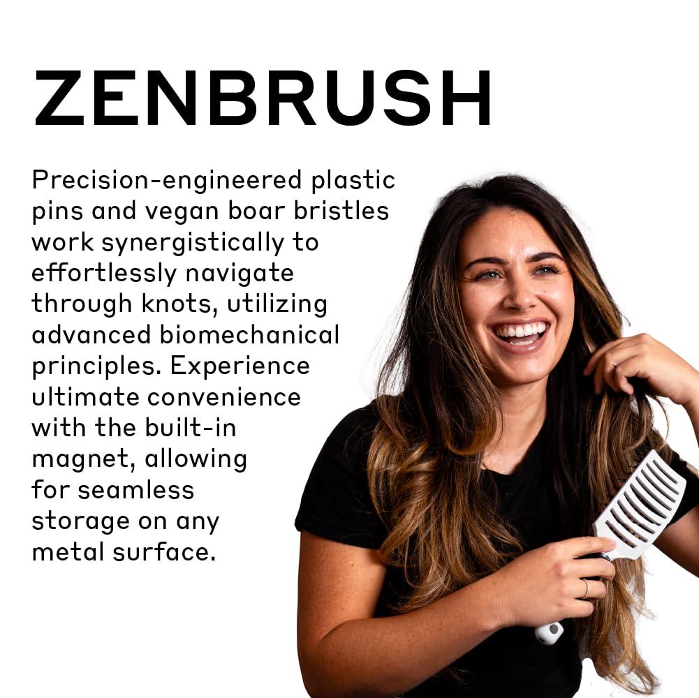 imageZENAGEN Zen Brush Gently Detangles Hair Reduces Breakage Enhances Scalp Stimulation Lightweight Ergonomic Design All Hair Types 1 eaWhite