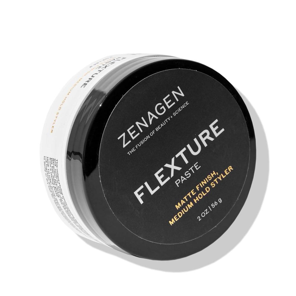 imageZENAGEN Flexture Paste Matte Finish Medium Hold Styler Microfiber Formula with Geranium Extract Aloe Leaf Juice Vegan PlantBased All Hair Types 2 oz